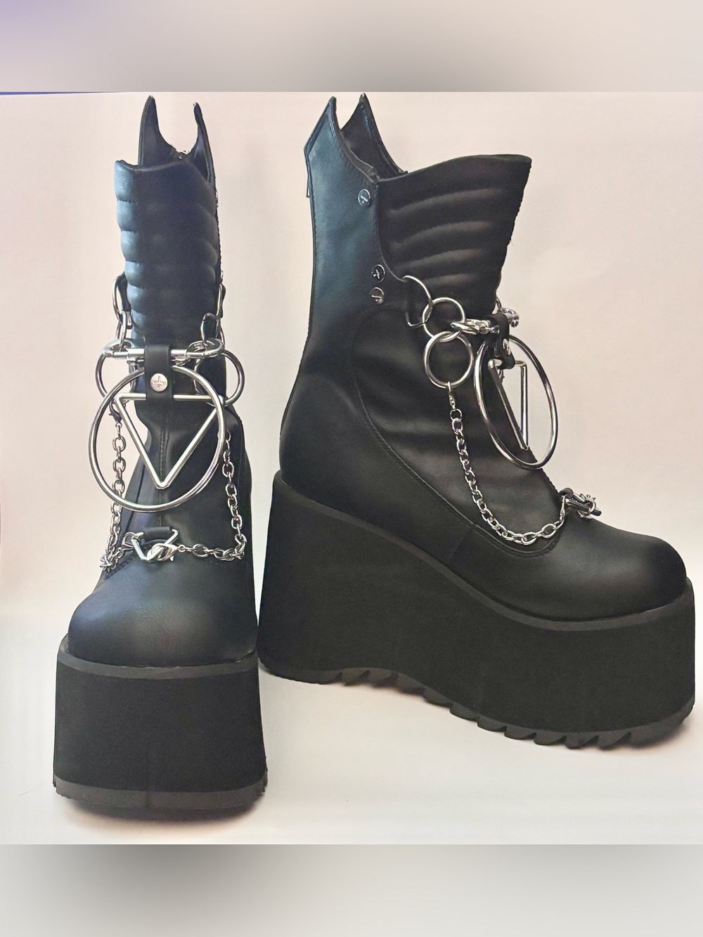 Demonia Black Ritual Chain Platform Gothic Boots